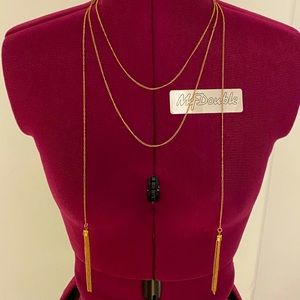 Gold very long wrap around necklace